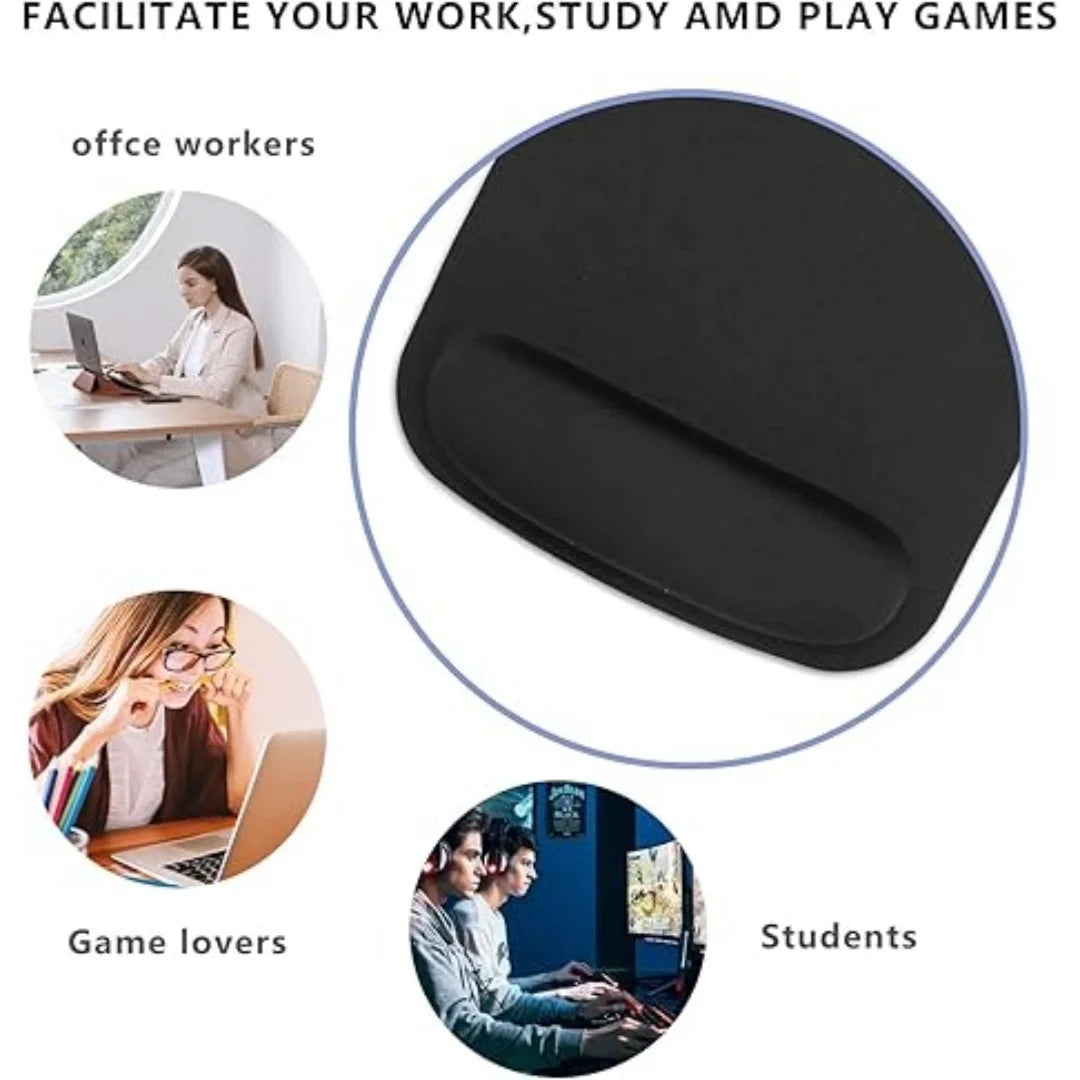 Black Ergonomic Mouse Pad with Wrist Rest - Comfort Memory Foam Support, Non-Slip Base for Office, Gaming & Computer Use