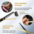 Professional Stainless Steel Hair Cutting Scissors Set Hairdressing Kit Cutting Thinning Shears Straight Razor Hair Combs Hair Clips Brush Storage Case Home Barbershop DIY Haircut Tools Perfect Gift for Dad Husband Boyfriend