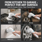 Effortless Electric Grease Scrubber, Rechargeable Cordless Power Cleaning Brush, for Kitchen Sink Tile & Stubborn Stains