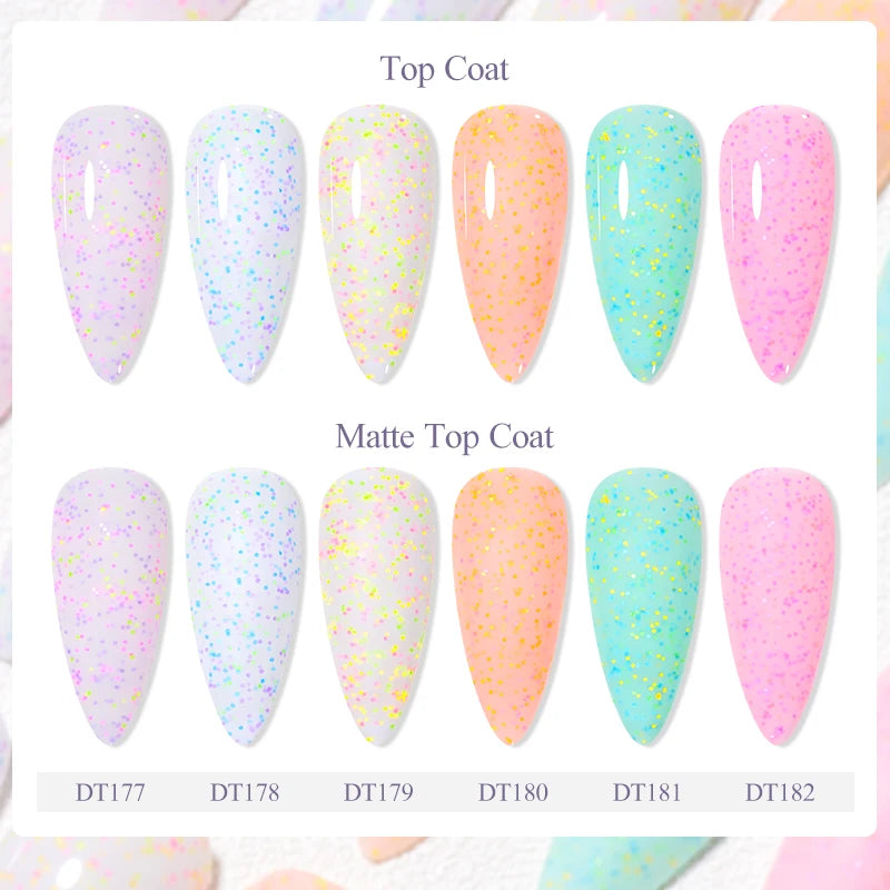 MEET ACROSS 7ml Cheese Glitter Sequins Gel Shimmer Candy Color Semi Permanent UV LED Gel For Nails Nail Art Hybrid Varnishes