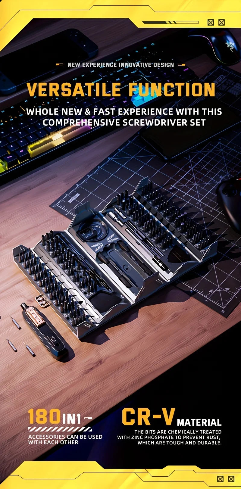 180 in 1 Precision Manual  Multifunctional Screwdriver Set Magnetic Phillips Bits Mobile iPhone & PC & Glasses Repair Tool Gift