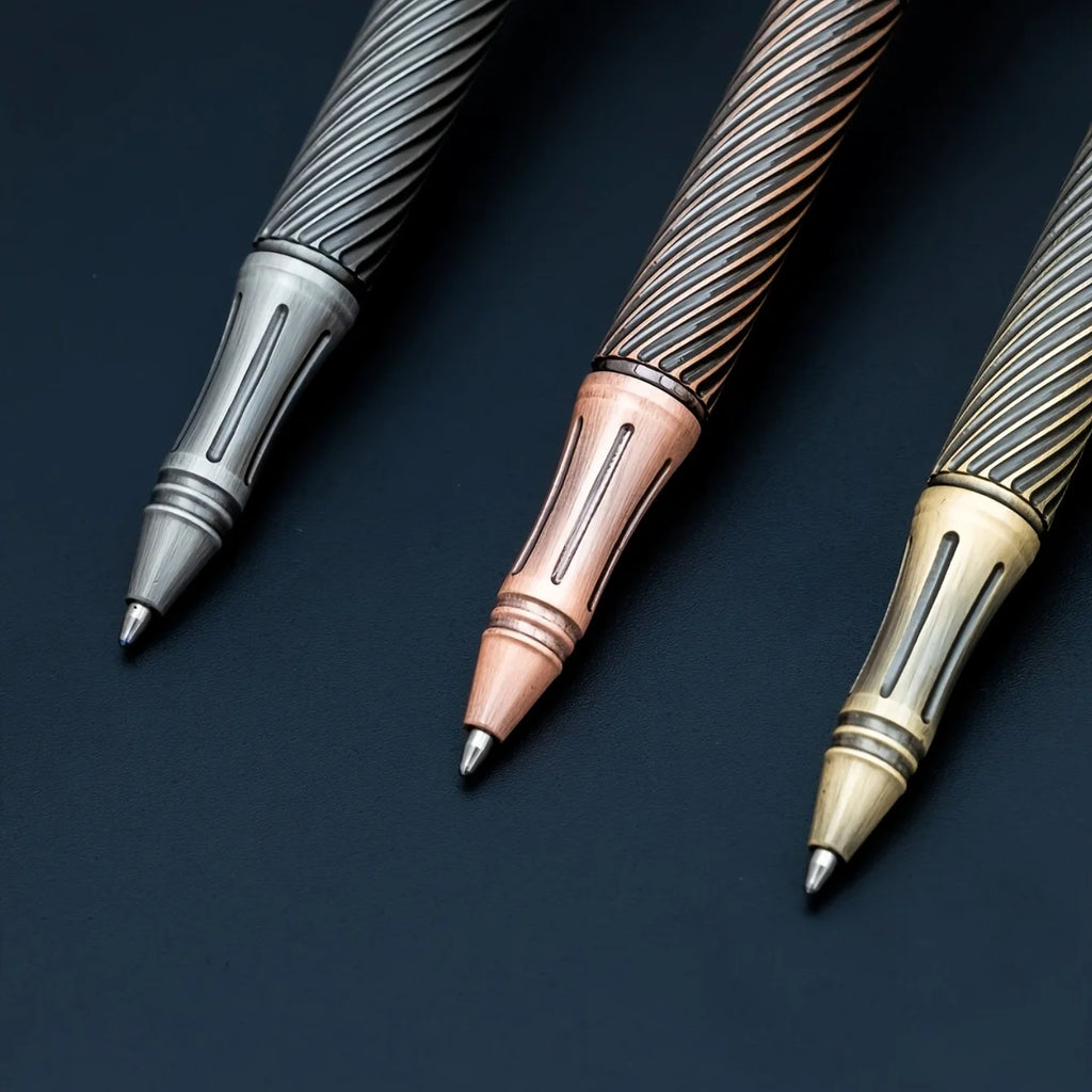 1Pc Brass Pen with Tungsten Steel Nib, Heavy Metal Feel, Retro Design, for Business and Office Use, Rotating and Retractable, Suitable for Students/Organizations, Holiday Gifts, Valentine's Day, Back-To-School Season, School