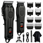 Professional Hair Clipper and Trimmer Set Rechargeable Electric Haircut Machine with LCD Display Barber Shears Grooming Kit for Men,Holiday Gift For Men