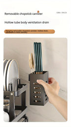 2-Tier Expandable Dish Drying Rack, Metal Kitchen Dish Rack and Drainboard Set with Knife Fork Holder & Cutting Board Organizer for Countertop