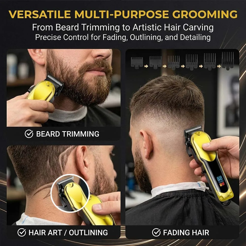 Professional Hair Clipper Set for Men, Rechargeable Cordless Hair Trimmer with LCD Display, 1pc/2-in-1/3-in-1 Grooming Kit with Foil Shaver & T-Blade Trimmer, Barber Haircut Machine with Accessories