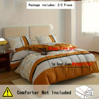 Orange-Gray Striped Print Three-Piece Duvet Cover Set, Skin-Friendly and Breathable Bedding (1 Duvet Cover + 2 Pillowcases), Ultra-Soft Breathable Fabric, Skin-Friendly, Comfortable, Breathable, Machine Washable, All-Season B