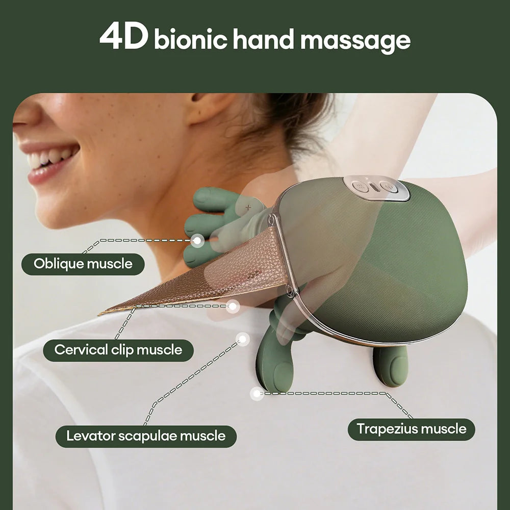 4D Bionic Finger Neck Shoulder Massager Wireless Neck Cervical Trapezius Kneading Massage Shawl Brushless Motor Neck masajeador