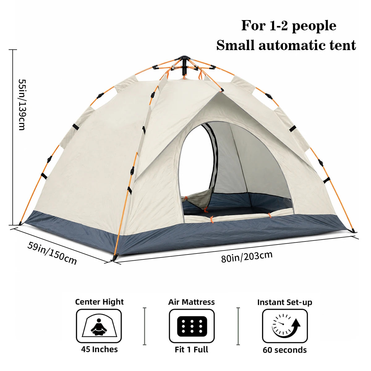 Automatic Pop-Up Outdoor Camping Tent Quick to Set Up, Windproof, Sun-Proof, and Rain-Resistant; Suitable for Family Camping, Backyard Gatherings, Picnics, and Hiking; A Portable Shelter.