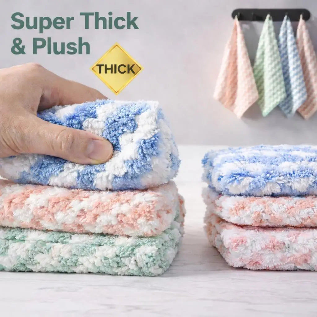 30-pack Non-stick, Sewage-resistant, Corrugated Microfiber Kitchen Cloths - Household Cleaning Cloths