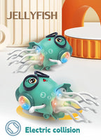 An electrically-powered crawling dancing jellyfish toy, an octopus with automatic obstacle sensor, intelligent LED lights and mu