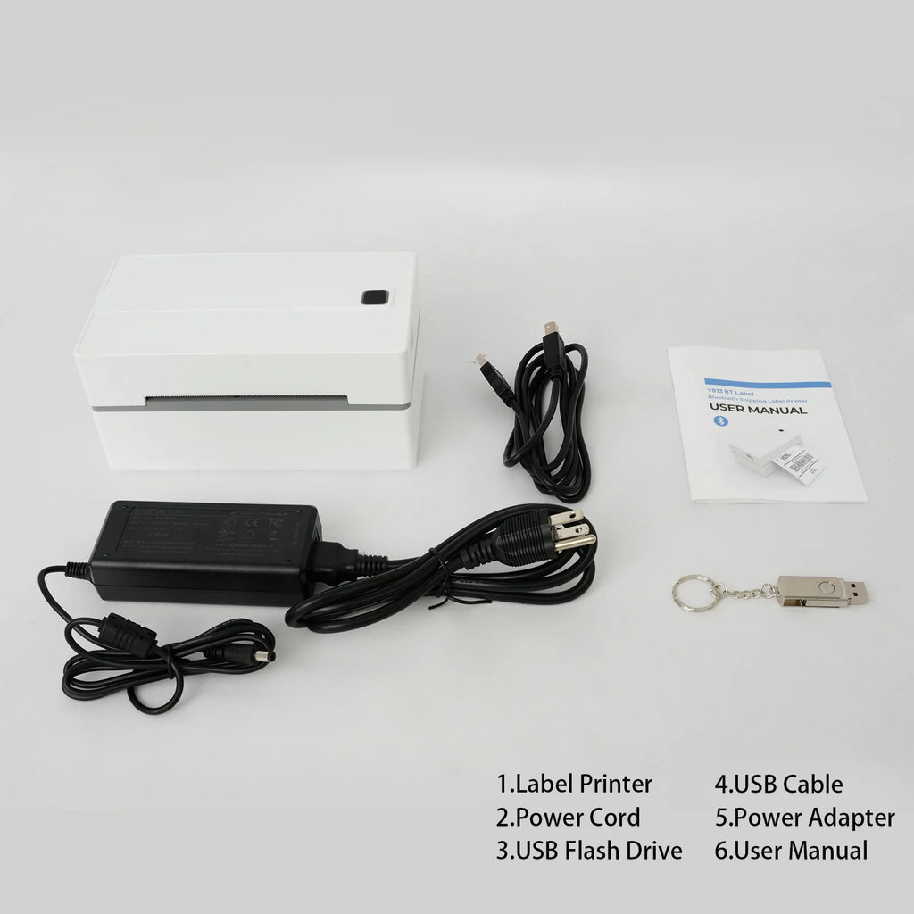 Thermal Label Printer Portable No Ink Required 203DPI 4x6 for Small Business Bluetooth USB High Speed Express Airway Bill