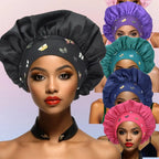 Women's Butterfly Design Silk Sleep Cap Wide-Tie Milk Bonnet Single Piece Hair Accessory