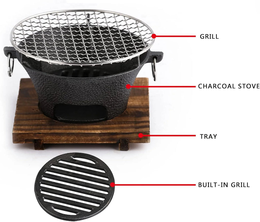 Zoe Cast Iron Oven Fireplace Charcoal And Alcohol Stove Barbecue Family Outdoor Picnic Water Tea Boiling Stove Garden Camping