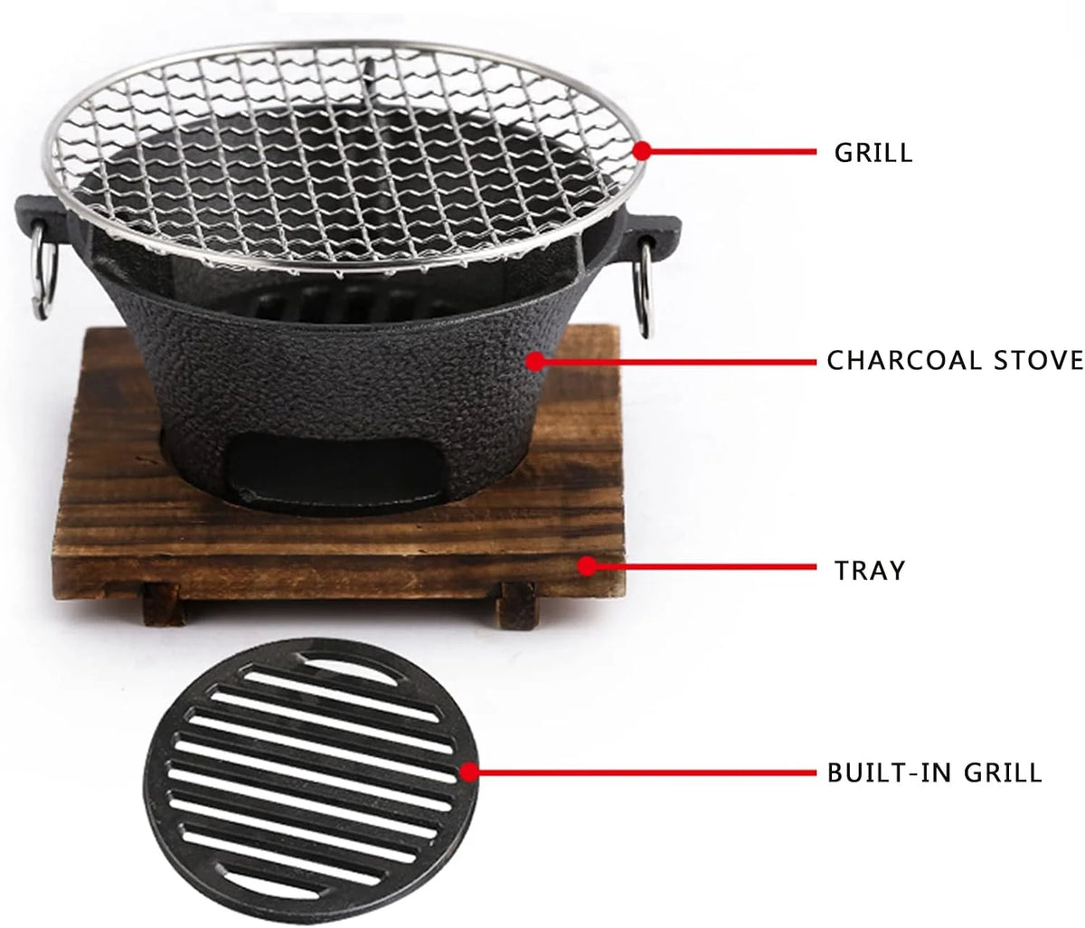 Zoe Cast Iron Oven Fireplace Charcoal And Alcohol Stove Barbecue Family Outdoor Picnic Water Tea Boiling Stove Garden Camping