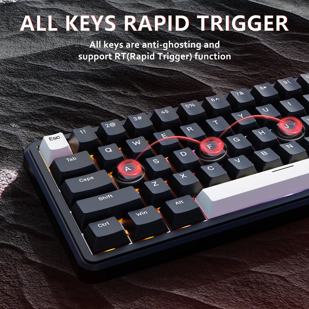 ATTACK SHARK X65 HE Hall Effect Keyboard, 8Khz Polling 0.01mm Adjustable Trigger 0.125ms Latency, Hot-Swappable RGB Backlit