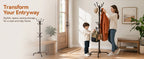 1/2Pcs Coat Rack with 14 Hooks, Freestanding Coat Rack Stand for Entryway, Hallway, Bedroom, and Office, Metal Coat Tree & Hat Rack for Coats, Hats, and Bags