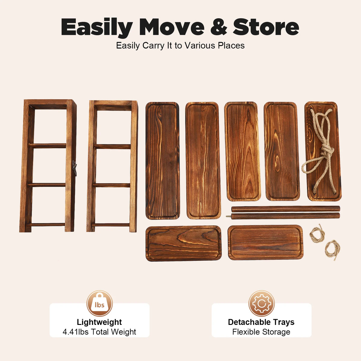 3-Tier Solid Wood Dessert Stand 6KG Load Capacity Detachable Wooden Cupcake Display Rack for Wedding Birthday Party