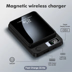 2-in-1 Wireless Magnetic Power Bank Fast Charging Portable PD 22.5W 10000mAh LED Power Display for iPhone 17/16/15/14 Samsung