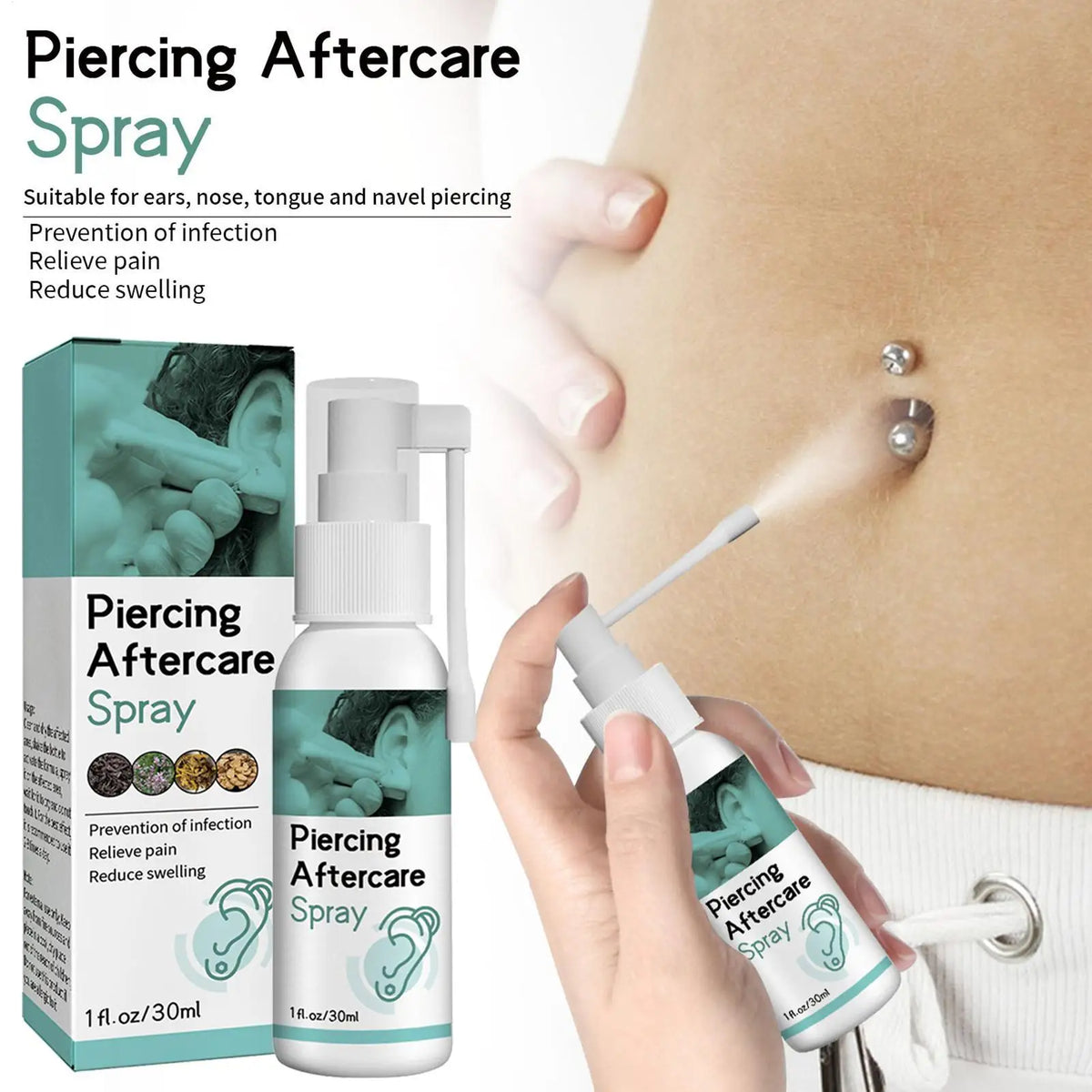 Gentle Liquid Cleaner Fluid Spray Piercing Aftercare Mist Ear Piercing Care Solution For Ear Nose Belly Piercings Gentle Mist