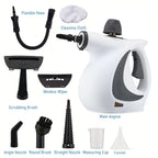 High Temperature Handheld Steam Cleaner 9 Piece Set, 350ML Portable Steamer For Kitchen Bathroom Car Tile And Grout Cleaning