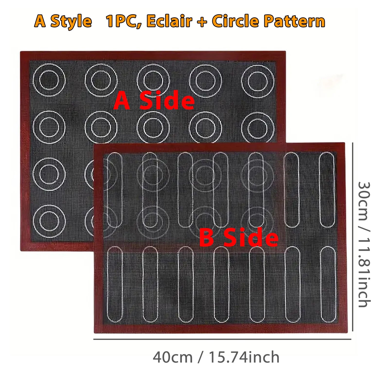 1PC Perforated Silicone Baking Mat, 2 Sides with Puff & Round Patterns, Reusable Non-stick Oven Liner, for Cookies Macaron Bread