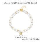Rinhoo Double Layer Imitation Pearl Choker Necklace for Women Elegant Heart Pendant Necklace Versatile Jewelry Gift