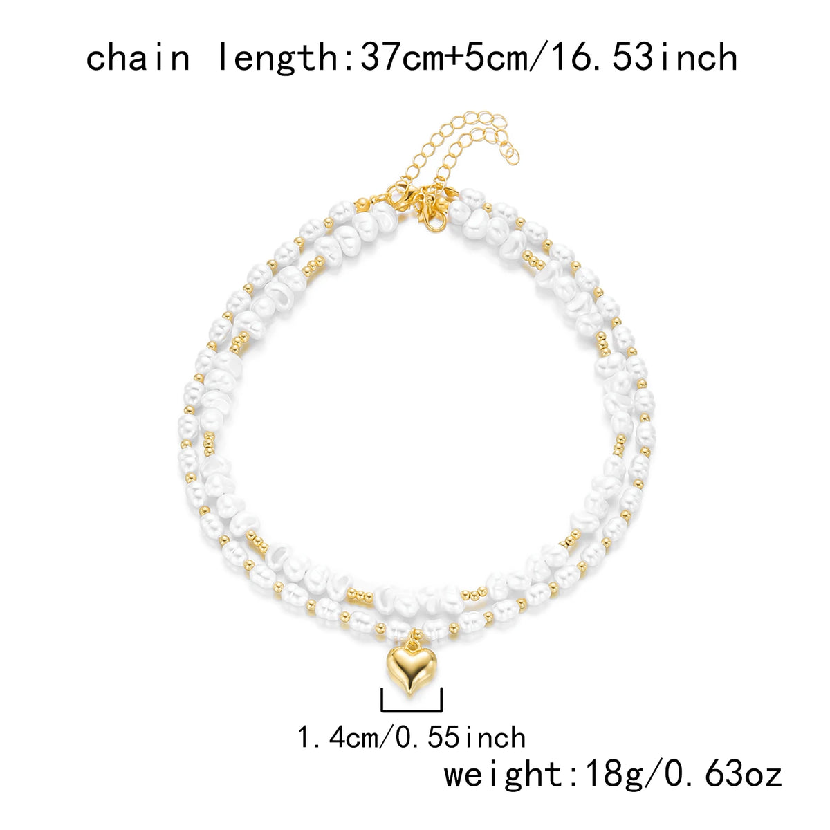 Rinhoo Double Layer Imitation Pearl Choker Necklace for Women Elegant Heart Pendant Necklace Versatile Jewelry Gift