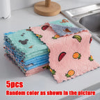 5Pcs Coral Fleece Dish Cloths, Absorbent Kitchen Cleaning Towels for Home