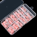 1pc Pink French Short Square Fake Nails 12-Sizes Full Cover Press On Nails Wearable Detachable Finished False Fingertips *TD