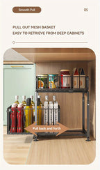 2 Tier Slide Out Cabinet Organizer Heavy Duty, Under Sink Storage Shelf for Kitchen Bathroom, Adjustable Metal Shelf 1/2 Pack