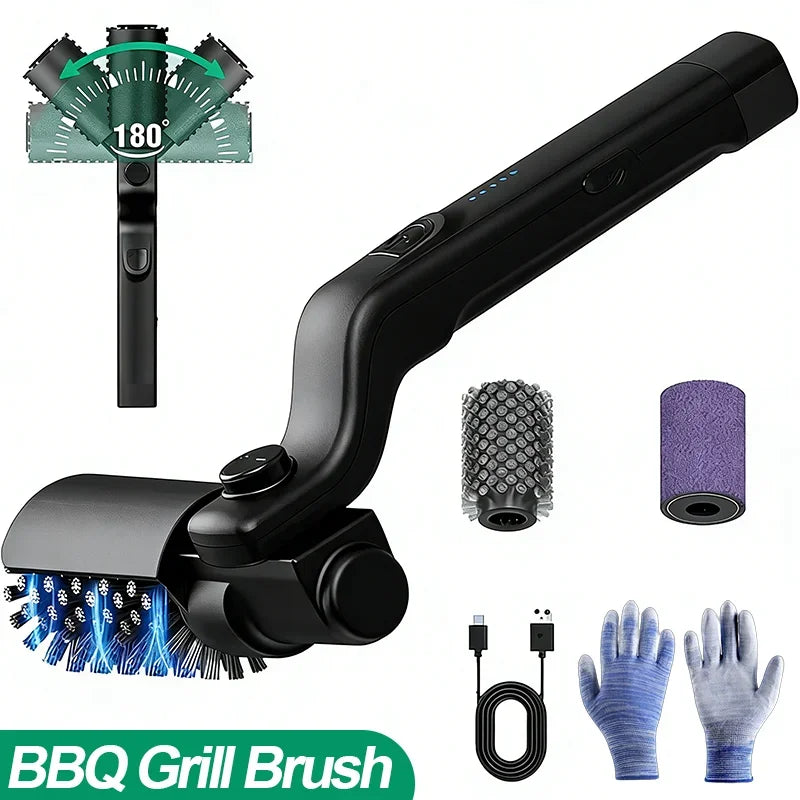 Electric BBQ Cleaning Brush, Rotating BBQ Cleaning Tool, 3 Speed Settings, 2600mAh, Suitable for Outdoor BBQ Grills, Steam BBQ Cleaning Brush Accessories