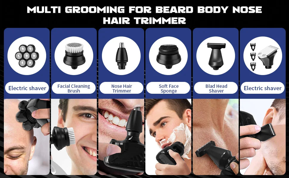 SEJOY Electric Shaver for Men 7D Magnetic Floating Wet/Dry Head Razor Hair Trimmer USB Rechargeable LED Display Beard Trimmers
