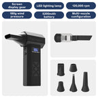 120,000 RPM Electric Turbine Blower, Portable Cordless Hair Dryer, Deep Cleaning Tool for Cars/Electronics/Home