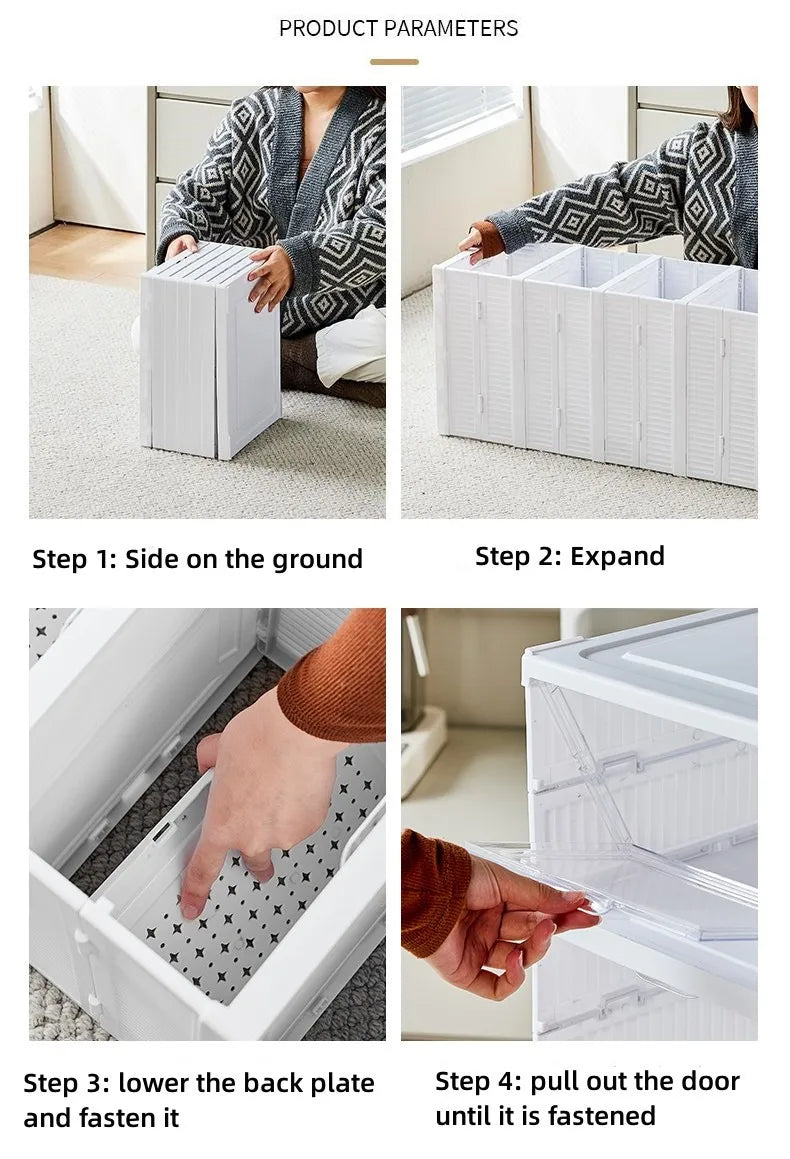 Foldable Clear Shoe Storage Organizer, Stackable Dustproof Thickened Sneaker, Shoe Box Rack Cabinet for Closet Dorm Apartment