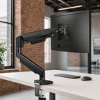 Single Monitor Arm 13-34 Inch, Adjustable Gas Spring Arm, Monitor Desk Mount for 4.4-19lbs, VESA 75/100mm with C-Clamp/Grommet Base, Ergonomic Stand for Work/Gaming