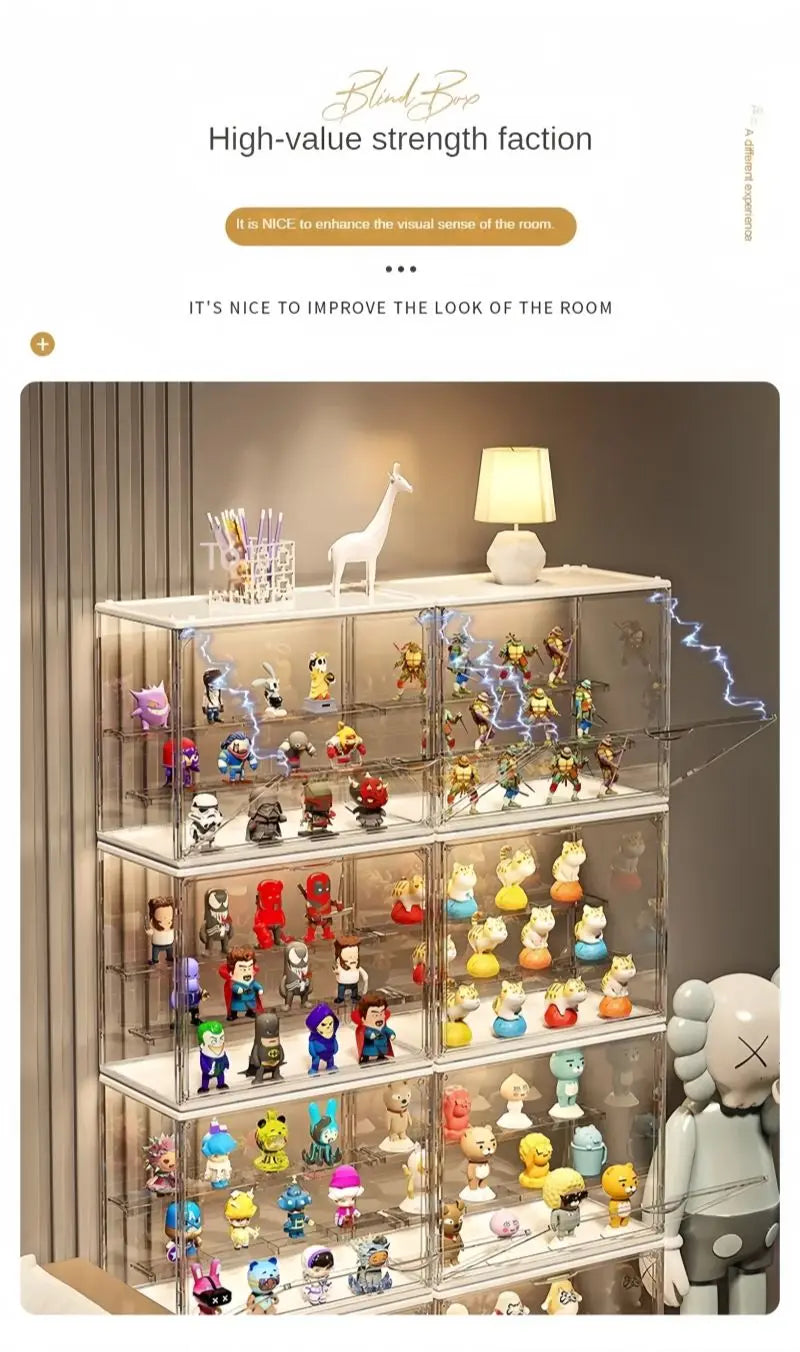 1pc Three Layer Acrylic Display Rack, Blind Box Storage Box,Llarge Capacity Dustproof,For POP MART,Doll,Handmade,Anime,Car Model