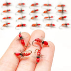 10Pcs-Dry Flies Artificial Bait Fly Fishing Flies Red Griffith Ant Nymph Bait for Trout/carp Fishing Artificial (with Flies Box)