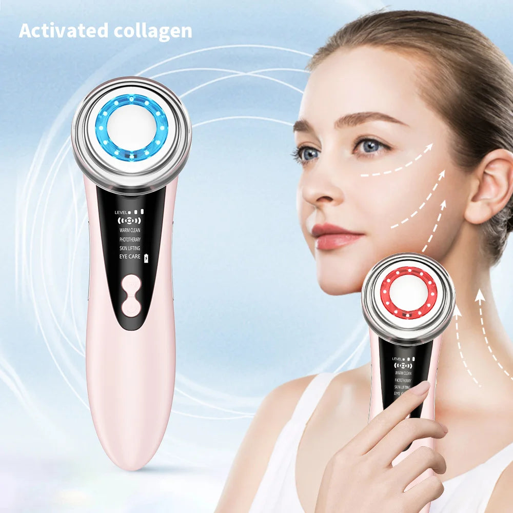 4in1 Facial Massager Red Blue Light therapy Vibration Skin Tightening Face Lifting Anti Wrinkle Beauty Device Skin Care Tool