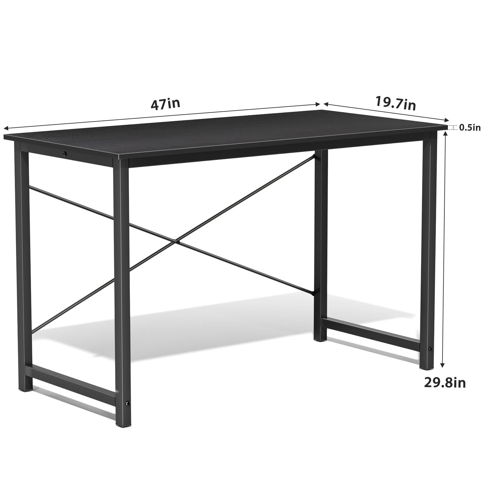 JHK Computer Office Desk Writing Study Office Gaming Table Modern Simple Style Compact Metal Frame Wood Tabletop Easy Assembly