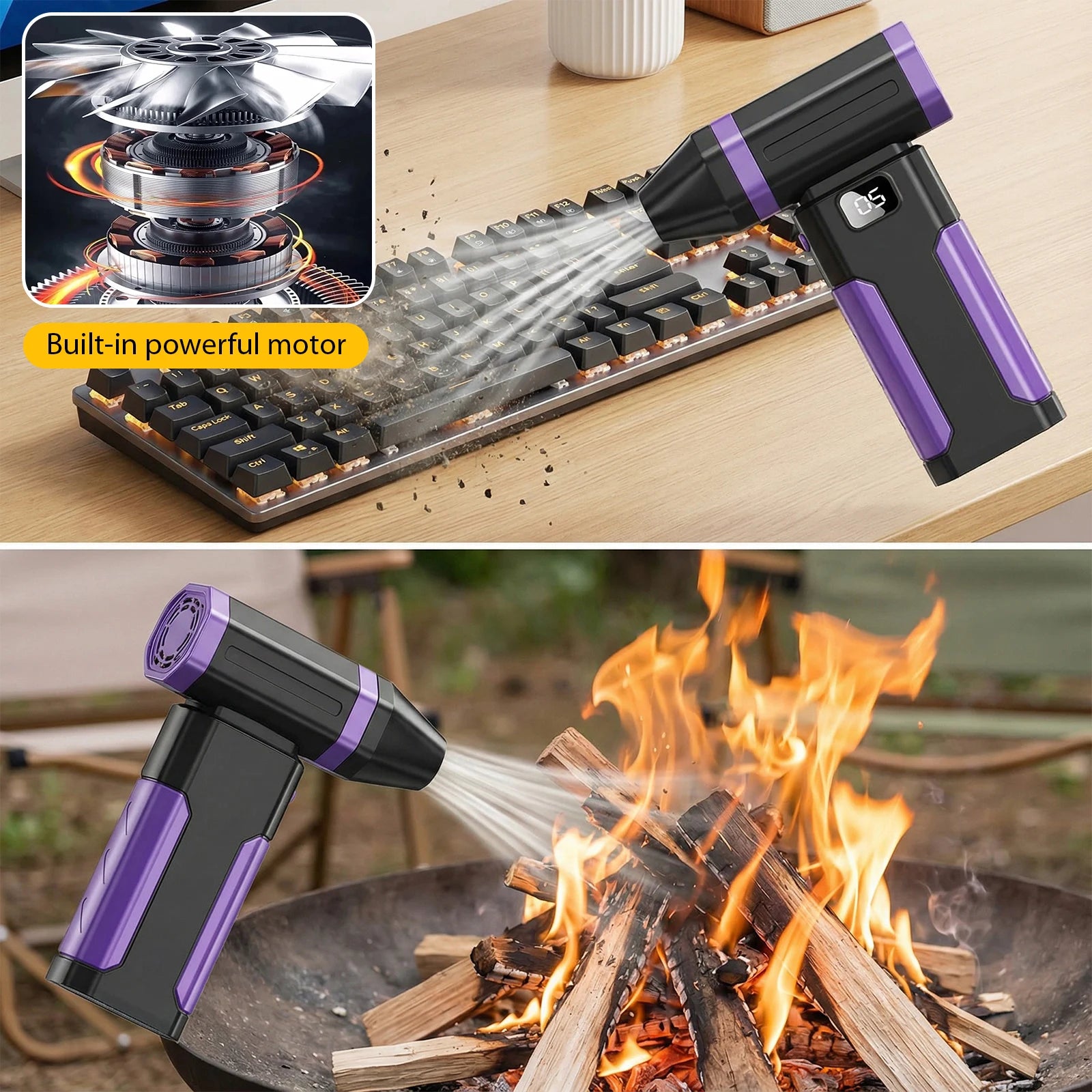 Powerful Air Blower 5-Speed Handheld Portable Dust Blower Electric Dryer 6000mAh Rechargeable for Air Bed Snow Removal Outdoor
