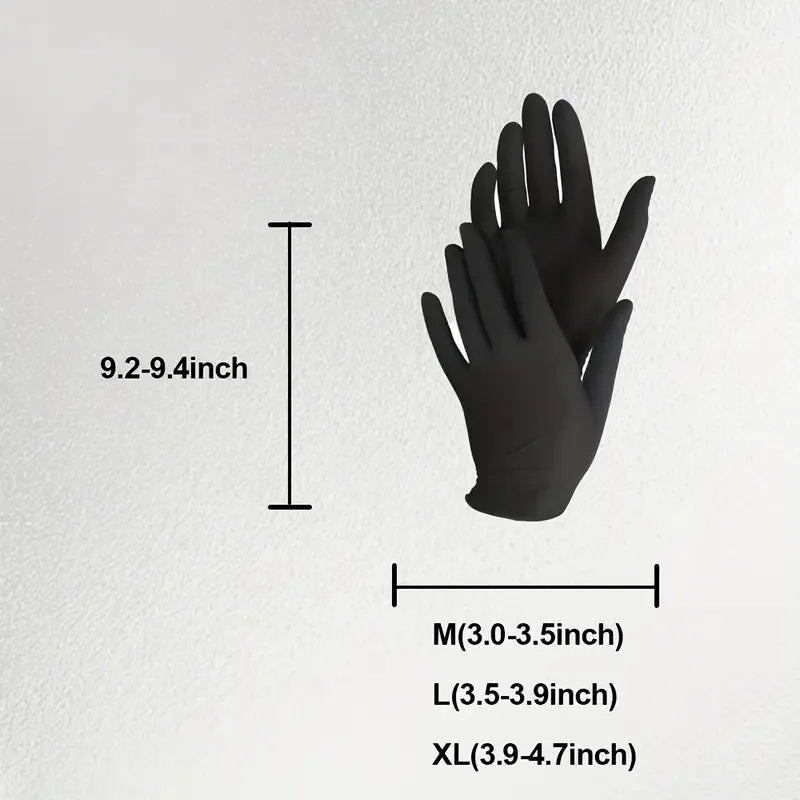 100 PCS Practical Kitchen Gift for Valentine's, Black Nitrile Gloves. 25x13cm, Durable, Multipurpose, Thoughtful