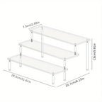 Acrylic Display Stand Multi Layer, Clear Makeup Organizer Rack for Pottery Dolls Figurines, Ladder Shelf Storage