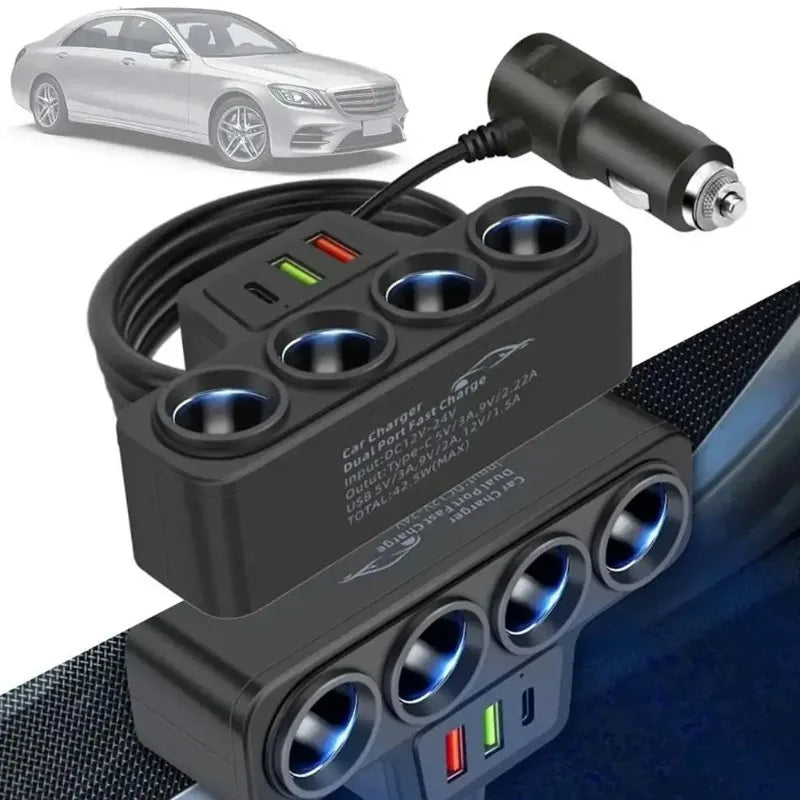 Flash sale 3.0 Dual USB Socket 120W Car Cigarette Lighter Splitter 12V 24V Fast Charger Plug Phone Power Adapter for Car DVR Dashcam