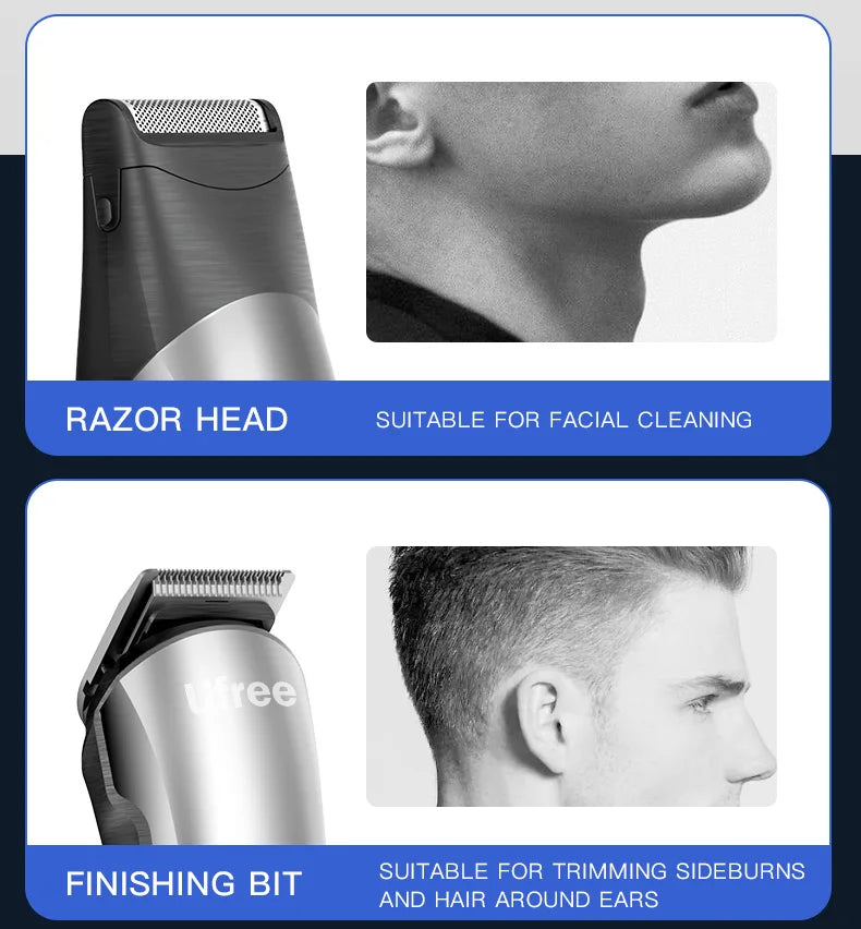 Ufree Electric Hair Cutting Machine Beard Trimmer Hair Clipper Rechargeable Man Shaver Trimmer Barber Professional Hair Trimmer