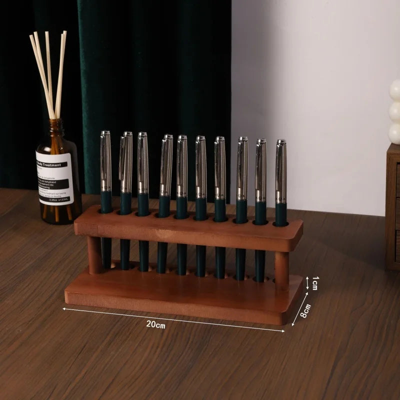 1PC Walnut Wood Multifunction Desk Organizer - Pen Holder, Phone Stand & Storage Solution for Office and School