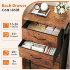 JHK Tall 6 Fabric Drawer Dresser  for Bedroom Wood Top and Metal Frame Skinny Chest of Drawers Narrow Storage Tower with Organization Furniture