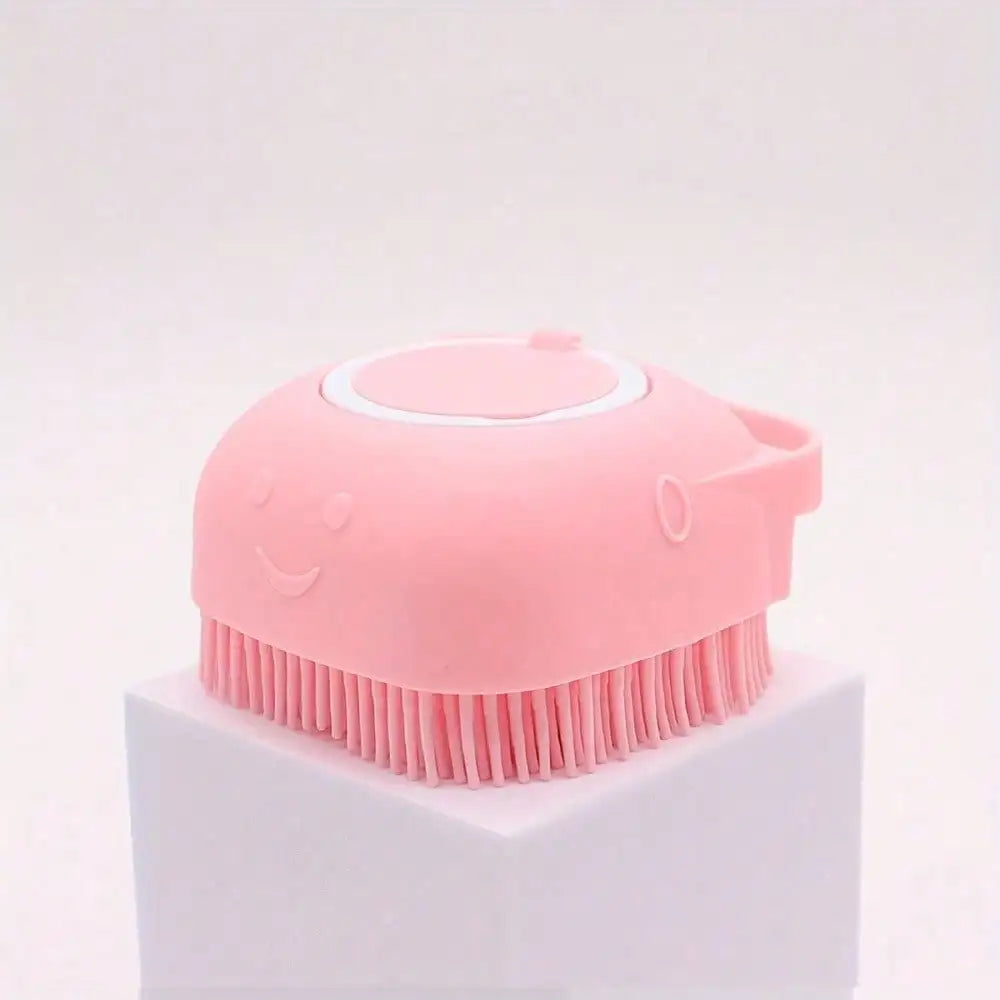 2-in-1 Silicone Pet Bath Brush - Fur Cleaning Massaging Foam Making Gentle on Dog Skin