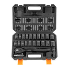 SucceBuy 23PCs 1/2" Drive Impact Socket Set Socket Set SAE (7/16" -1")& Metric (13-24mm) 6 Point Cr-V Alloy Steel Auto Repair