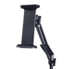 Tablet Floor Stand, 360° Swivel Adjustable Height & Angle, Heavy Duty Carbon Steel, Non-Slip Base, Portable & Foldable, Universal Holder for 12-18cm Phones & Tablets, for Home Office Kitchen Gym Bedroom, Easy Assembly