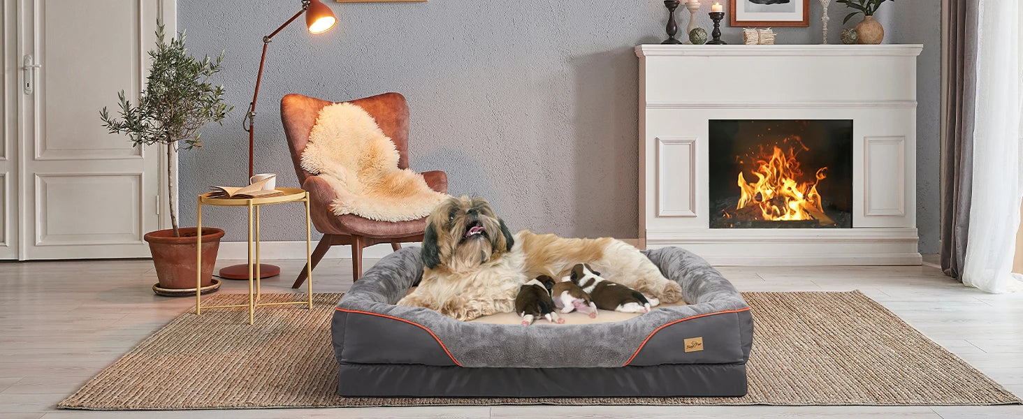 Jumbo Large Orthopedic Dog Bed Memory Foam Pet Sofa Couch Waterproof Elevated Cushion Warm Puppy Bolster Couch Removable Cover